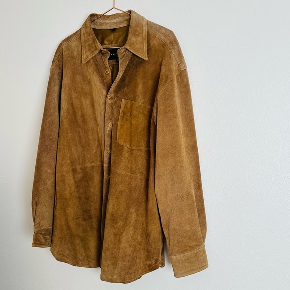 Baracuta Suede overshirt Long Jacket Button Up Leather Western - Picture 5 of 10